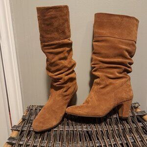 Tan Brown slouchy genuine suede boots - Sz 7